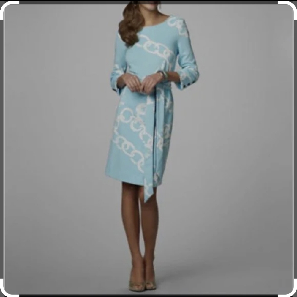 Lilly Pulitzer Jonah Posh Ponte Shift Dress, Baby Blue Knit Stretch Size L